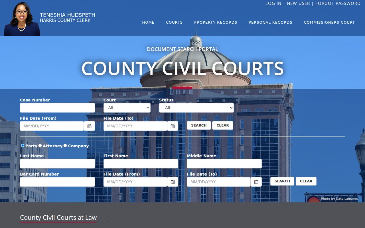 Harris County Clerk civil court search form