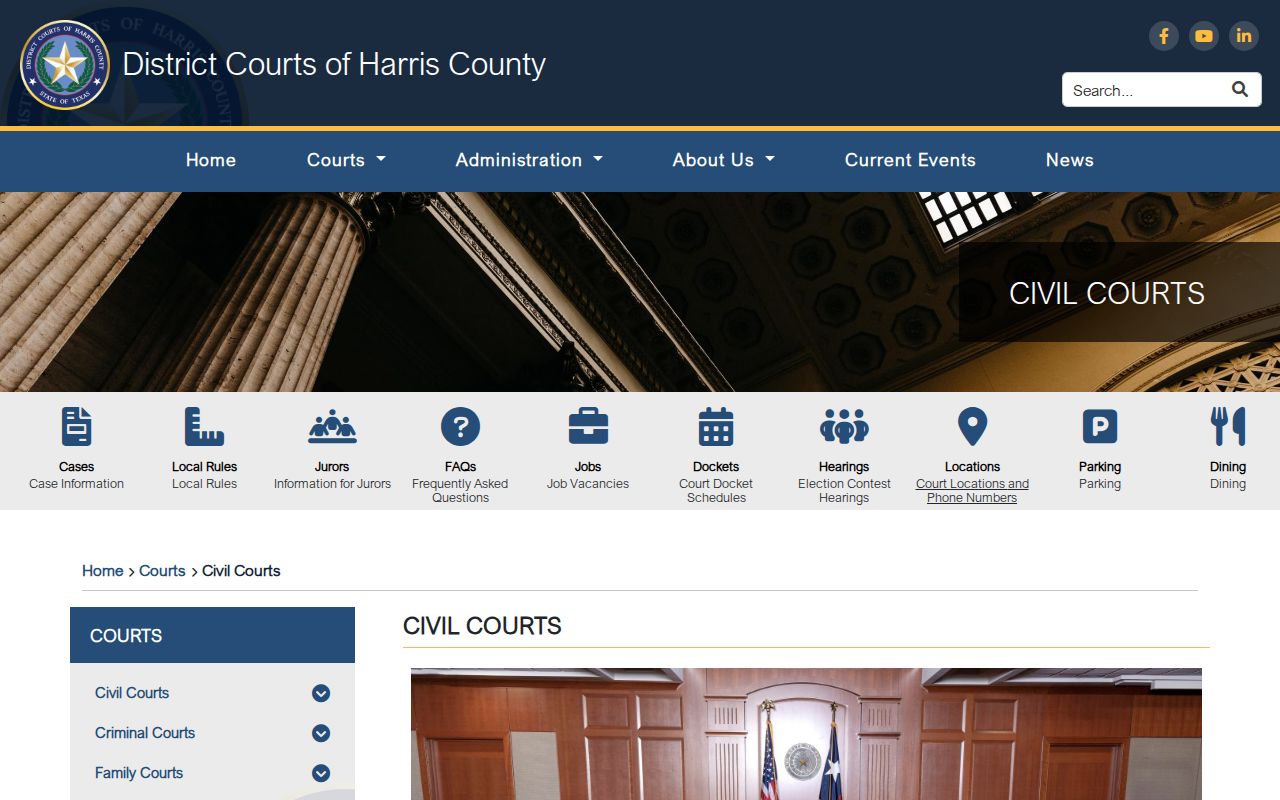 Harris County court calendar civil court assignment list