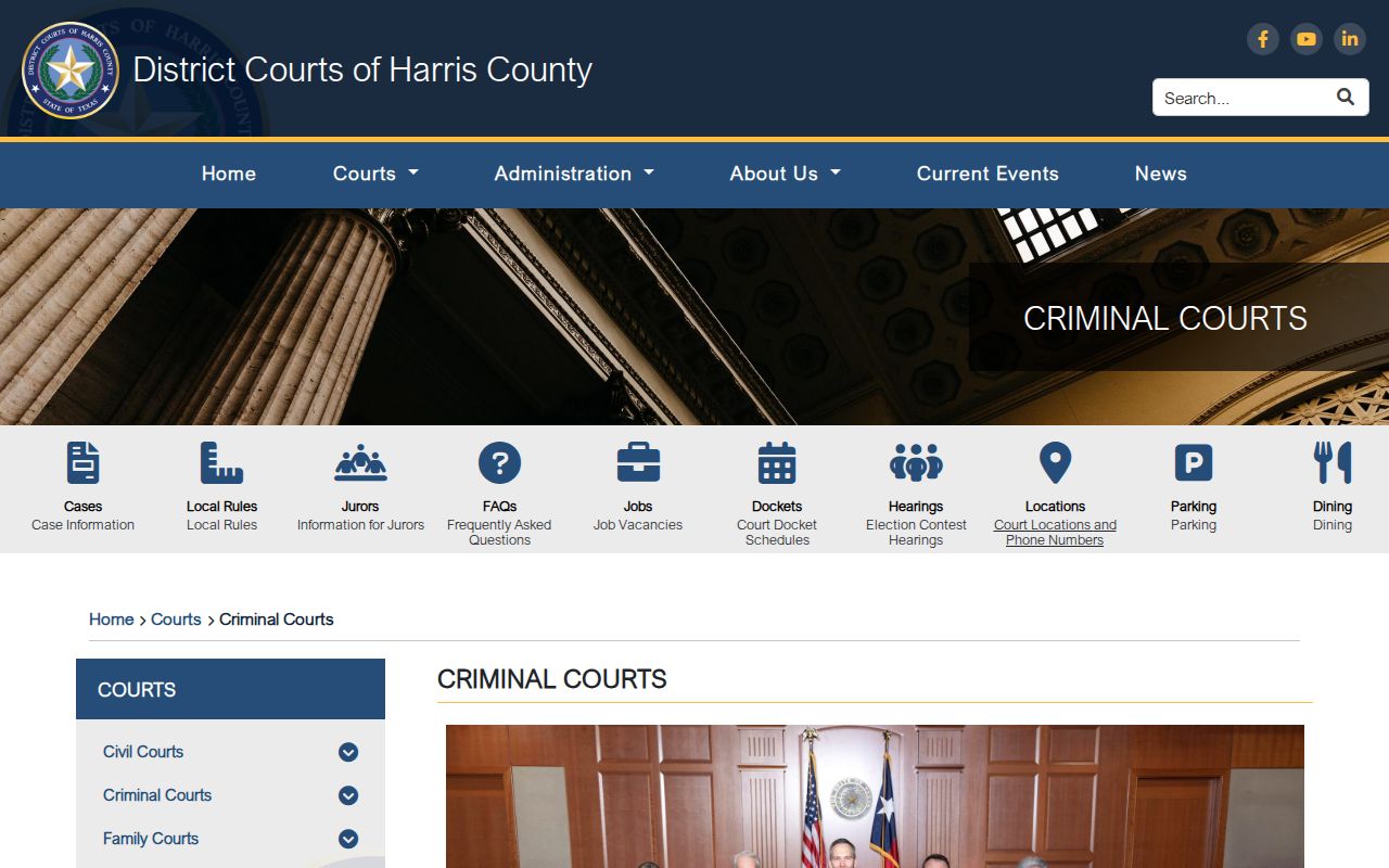 Harris County court calendar criminal court roster